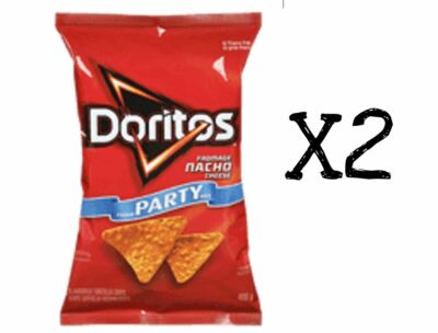 Doritos Tortilla Chips Nacho Cheese Party Size 400g x2 Bags Fresh Canadian