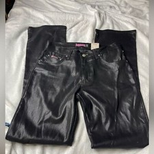 Vintage 90  s Bubblegum Shiny Black Pants. Size 5/6