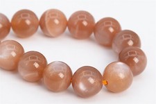 10MM Genuine Natural Orange Moonstone Grade AA Round Gemstone Loose Beads 7.5"