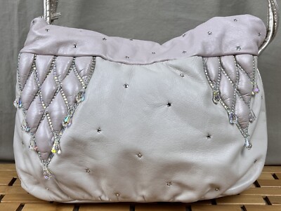 Rita Diana For Mylinka Purse Pink Argyle Crystals Snap Close Soft Leather