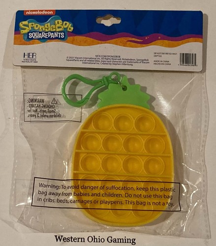 SpongeBob SquarePants Yellow Pineapple Popper Fidget Keychain NEW - 第 2/2 張圖片