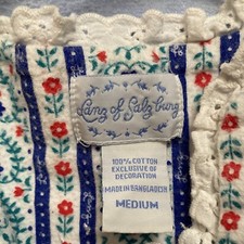 Flannel Lanz of Salzburg Nightgown Nightie Red Blue Floral Striped Prairie M