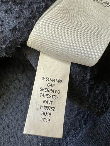 GAP Kids Navy Sweater Hoodie Boy Size Large(10) Navy And Yellow Fleece - Picture 7 of 8
