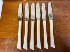 Cattaraugus Cutlery Co Bull Nose Kitchen Knives Cream Acrylic Handles Set Of 6