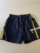 VTG 90s Boys L 12-14 Nylon Shorts Logo Running Blue Yellow