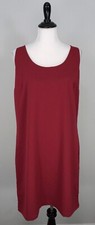 New ANN TAYLOR Red Burgundy Sleeveless Shift Scoop Neck Midi Dress Size 14