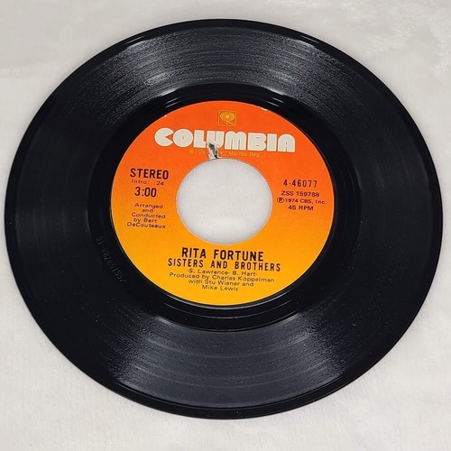 Rita Fortune Sisters and Brothers / Instrumental 45 RPM Vinyl Columbia 4-46077 - Picture 6 of 9