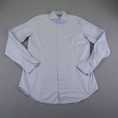 Suitsupply Shirt Mens Large Blue Egyptian Cotton Albini Button Up Extra Slim Fit