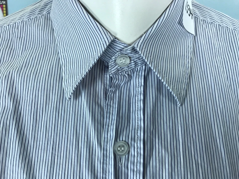 Camisa de Algodón Para Hombres Cooperativa Barneys NY Italia Grande Azul Marino Pavo Real Océano Blanco PS Foto 4 de 4