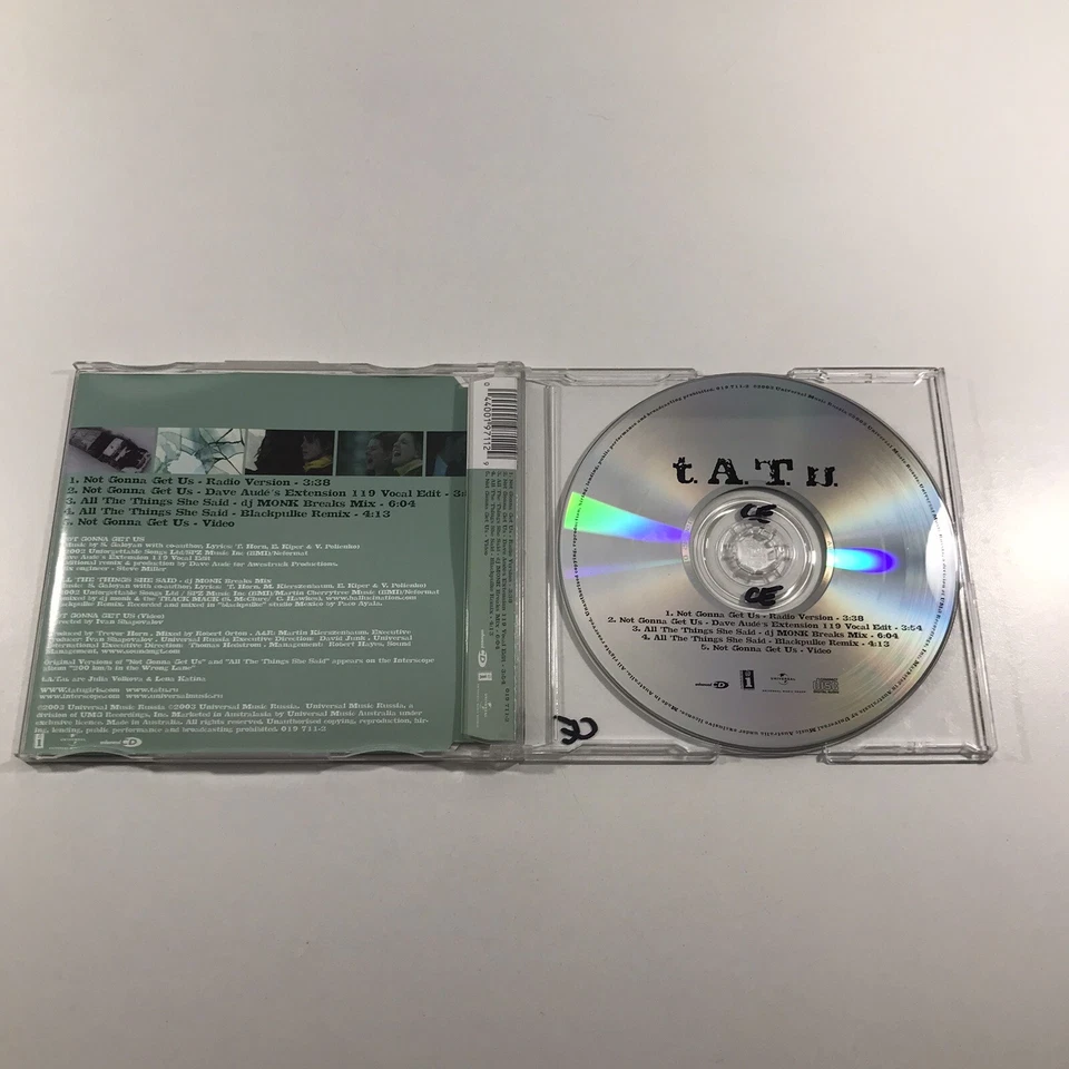 t.A.T.u - Not Gonna Get Us CD Único Cuatro Pistas y Video Estuche Slimline TATU Foto 4 de 4