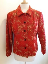 J.b.s.ltd Women Jacket Red Silk Chinease Motives New Pxl