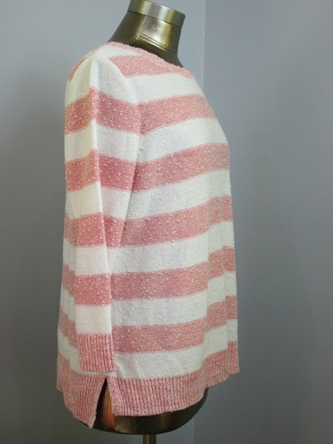 Suéter Croft Barrow Rosa Rayas Mujer Talla L Pecho 40 Manga 3/4 Rayas 24637 - Imagen 4 de 7