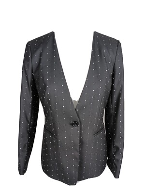 donna karan Wms Sz 6 Black White Polka Dot Suit Separate Jacket B1