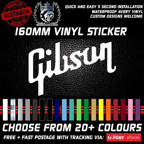 Gibson logo Guitar vinyl Sticker Decal 160mm 