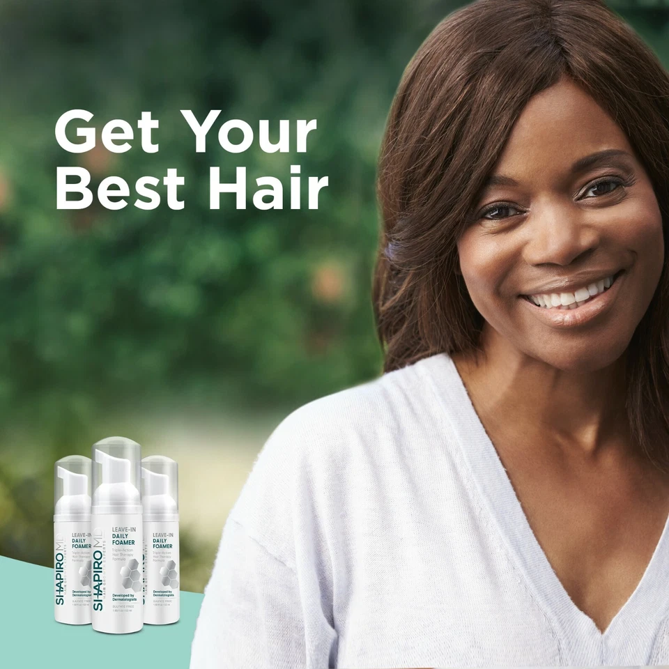 Shapiro MD Espuma diaria sin enjuague para pérdida de cabello, fórmula vegana con bloqueadores DHT Foto 2 de 4