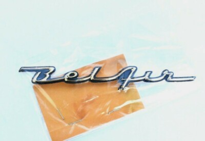 57 Chevrolet 1957 Chevy Belair Gold Dash Script Emblem & Mounting Clips ...