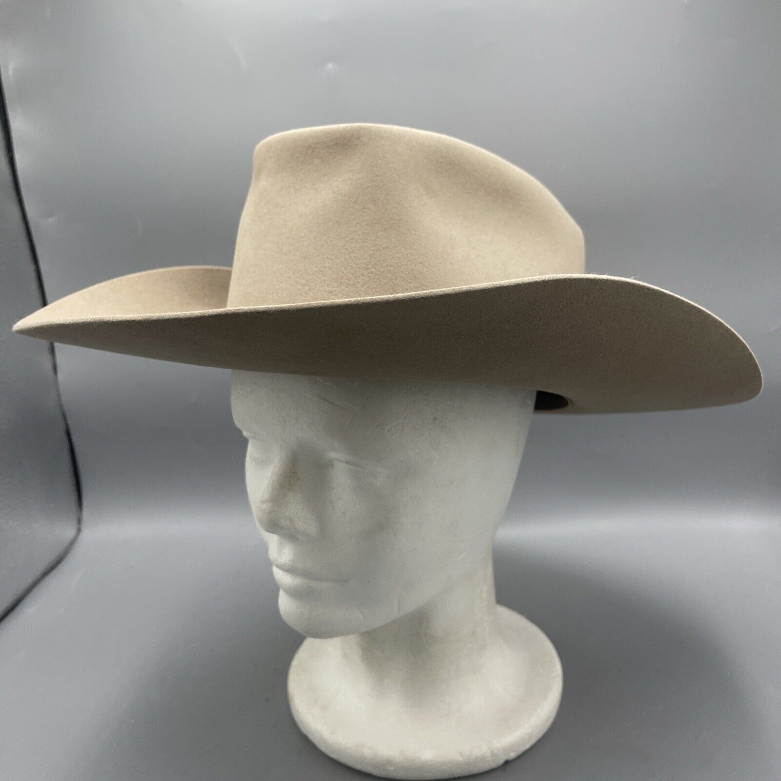 Vintage Stetson Cowboy Hat Beige Taupe 3X Beaver … - image 9