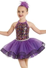 Dance Costume Large Child Purple Weissman 12029 Jazz Sequins Tutu