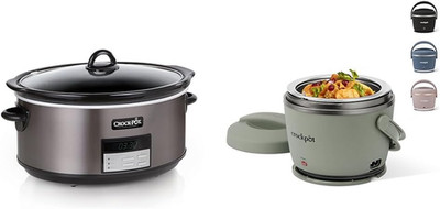 Large 8 Quart Programmable Slow Cooker with Auto Warm Setting and Cookbook & Ele