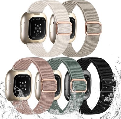 5 Pack Water-Resistant Nylon Strap Compatible with Fitbit Versa 4