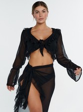 Boux Avenue Women's Chiffon Ruffle Tie Top Sexy Cute Summer Ladies Beachwear