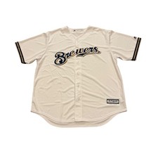 Majestic Milwaukee Brewers Cool Base MLB Baseball Jersey White Men's XL NEW