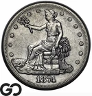 1874-S Trade Dollar *Scarce* XF+ Details, Always Highly Demanded Series
