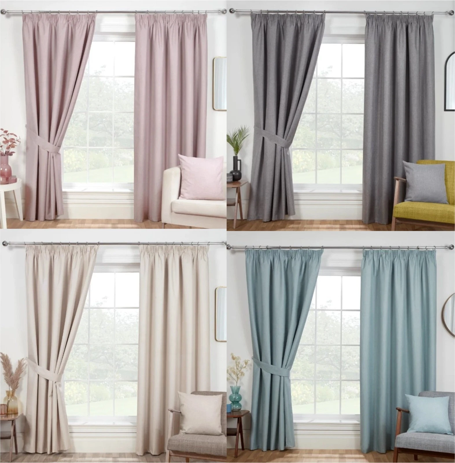 Luna 3" Tape Top Header Slub Textured Plain Blackout Curtains - 4 Colours
Opens in a new window or t