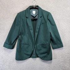 Lauren Conrad Open Front Long Sleeve Blazer Jacket Womens 8 Green Office Casual