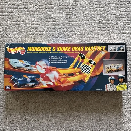 Vintage 1993 Hot Wheels MONGOOSE & SNAKE Drag Race Set Redline Mattel BRAND NEW