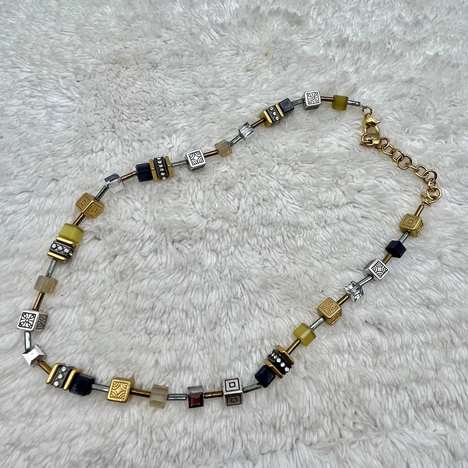 Brighton Silent Code Necklace Square Beads Puffy Heart Hang Tag 16" - Image 3 of 4