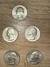 Washington Quarter 1964 Denver Mint Silver 25C Circulated Business Strike 5 Lot