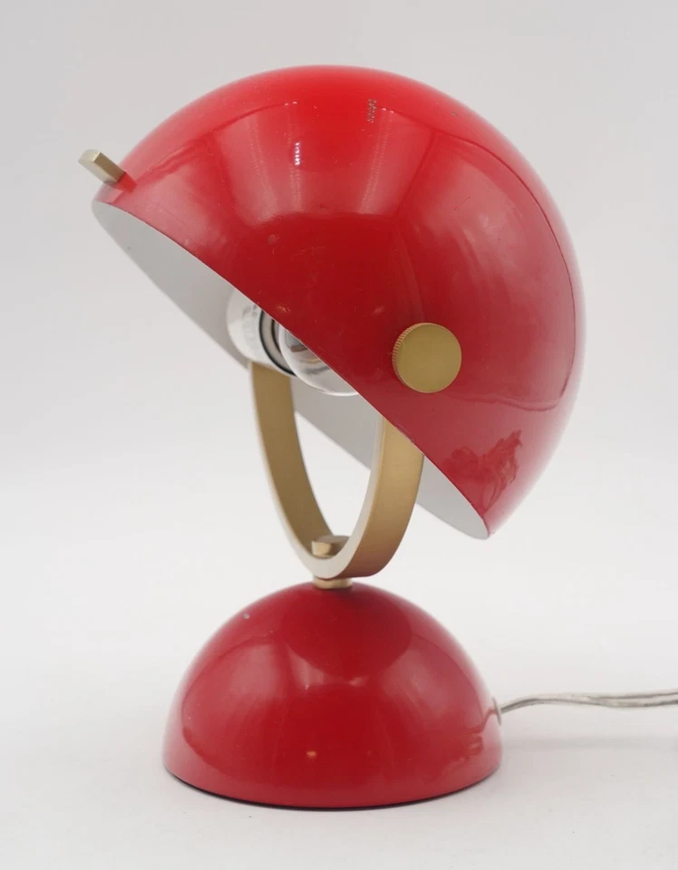 West Elm Clint Mini Desk Lamp Modern Red Metal Dome Swivel Task Light - Image 2 of 4