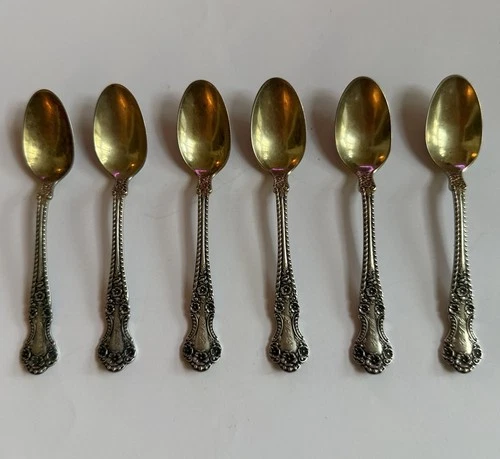 Set Of 6 Gorham Cambridge 1899 Sterling Silver Demitasse Spoons 4 1/8" Monogram
