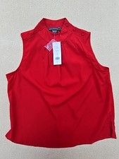 French Connection Red Sleeveless Blouse Stand Collar Women's Regular Size 12