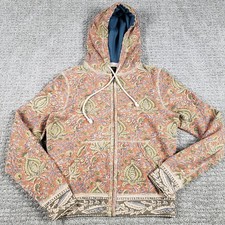 Vintage Y2k Lucky Brand Hoodie Womens Medium Floral Paisley Hippie Boho RARE