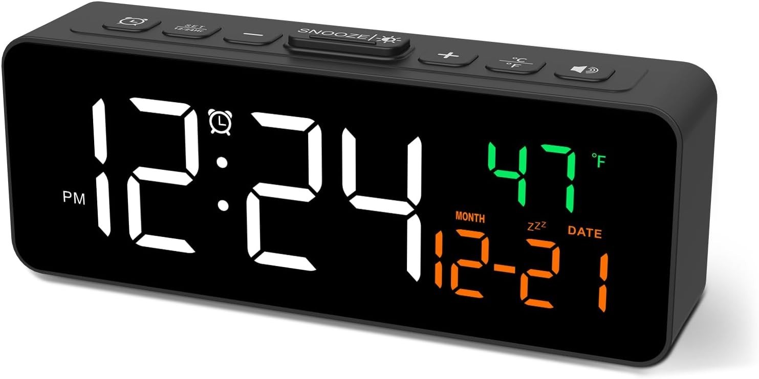 Premium Digital Atomic Alarm Clock Self-Setting Battery LCD 