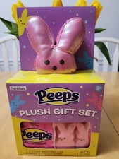 Frankford Peeps Easter Bunny Plush Pink Metallic Gift Set Marshmallow New w Tag
