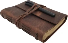 A5 Leather Journal Notebook, 6.2X8.5 Inch, 240 Lined Pages, Rustic Brown