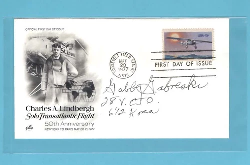 Gabby Gabreski Fighter Ace WW 2 Korea SIGNED Charle Linbergh First Day Cover A++