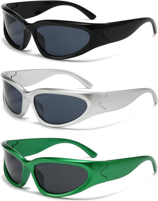 Y2K 3Pack Polarized Sunglasses Wrap around Men'S Women'S Sunglasses Fashion Spor