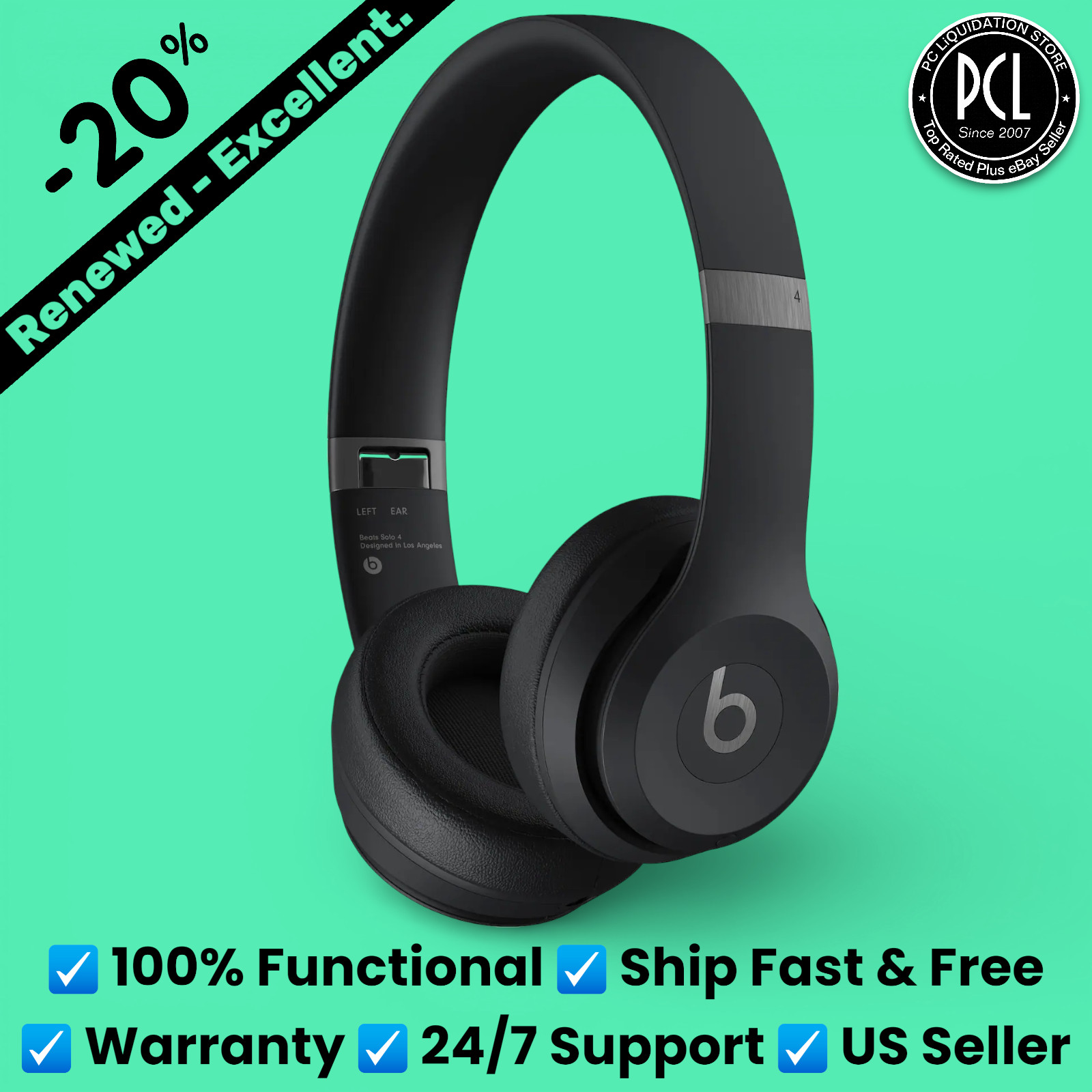 ✅Beats - Solo 4 Wireless On-Ear Headphones Dolby Atmos - MUW23LL/A【Matte Black】✅