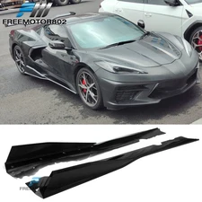 Fits 20-25 Corvette Stingray Z51 IKON V1 B Side Skirts Extension Gloss Black PP