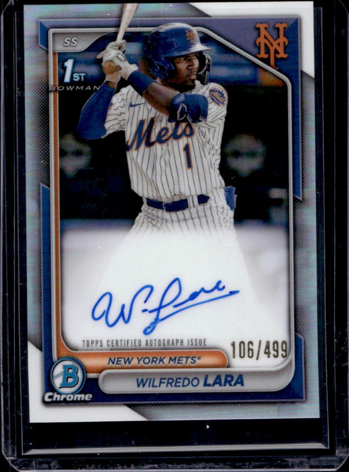 2024 Bowman Chrome Wilfredo Lara Auto Refractor 1st #106/499 Mets