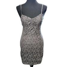 Y2K American Eagle Grey Lace Sheath Slip Dress Spaghetti Strap Womens 6
