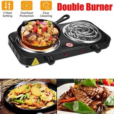 2000W Electric Camping Double Burner Hot Plate Portable Heating Cooking Stove US