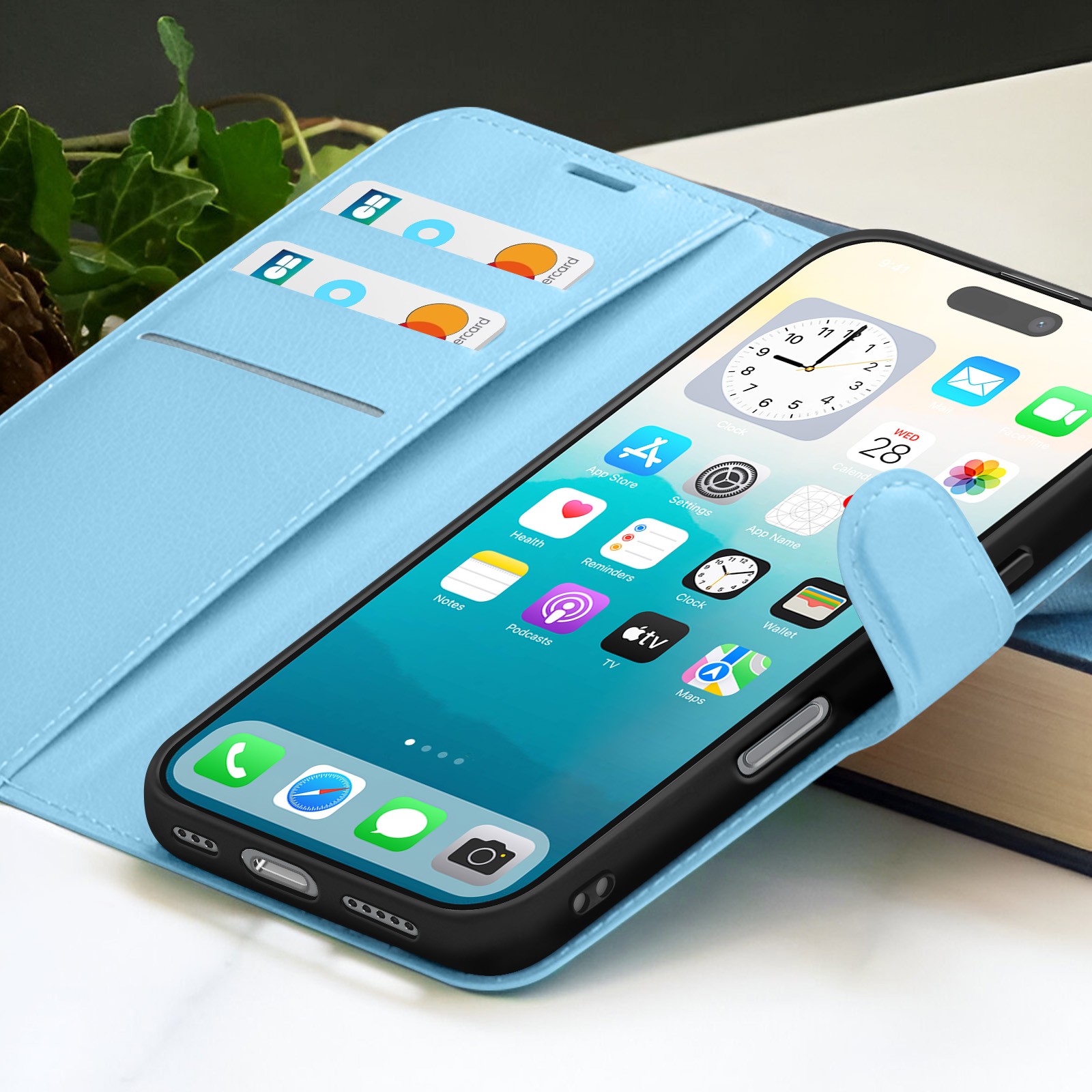Coque iPhone 17 Pro Max Zanaé bleu clair avec support pour visionnage mains libres - 4