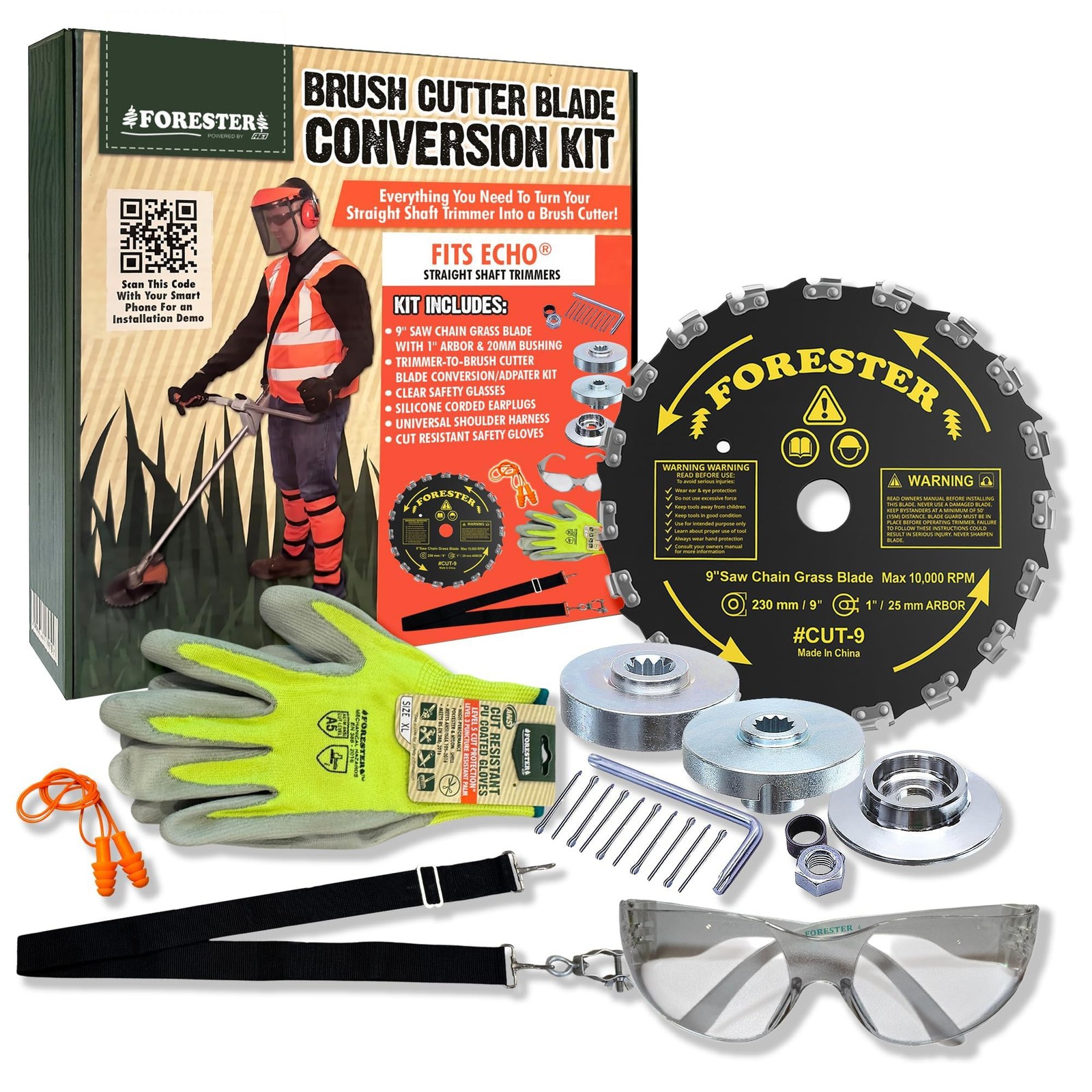 FORESTER Brush Cutter Trimmer Conversion Kit with 8&rdquo; Weed 