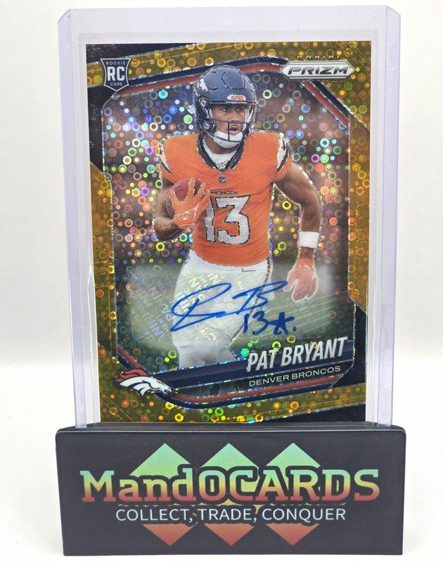 Panini 2025 Prizm Football Pat Bryant Broncos RC Gold Disco Auto #366 /10