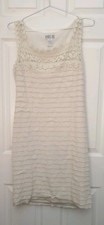 Robbie Bee White Layered Tank Dress Crochet Lace Size 10 Spandex